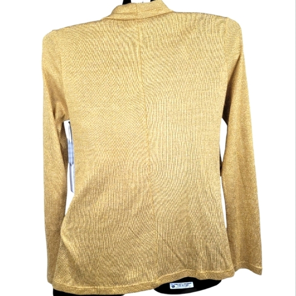 **NWT** 1. STATE Gold Shinmer‎ Cross Front Emblem Gold Long Sleeve Top - Picture 5 of 6